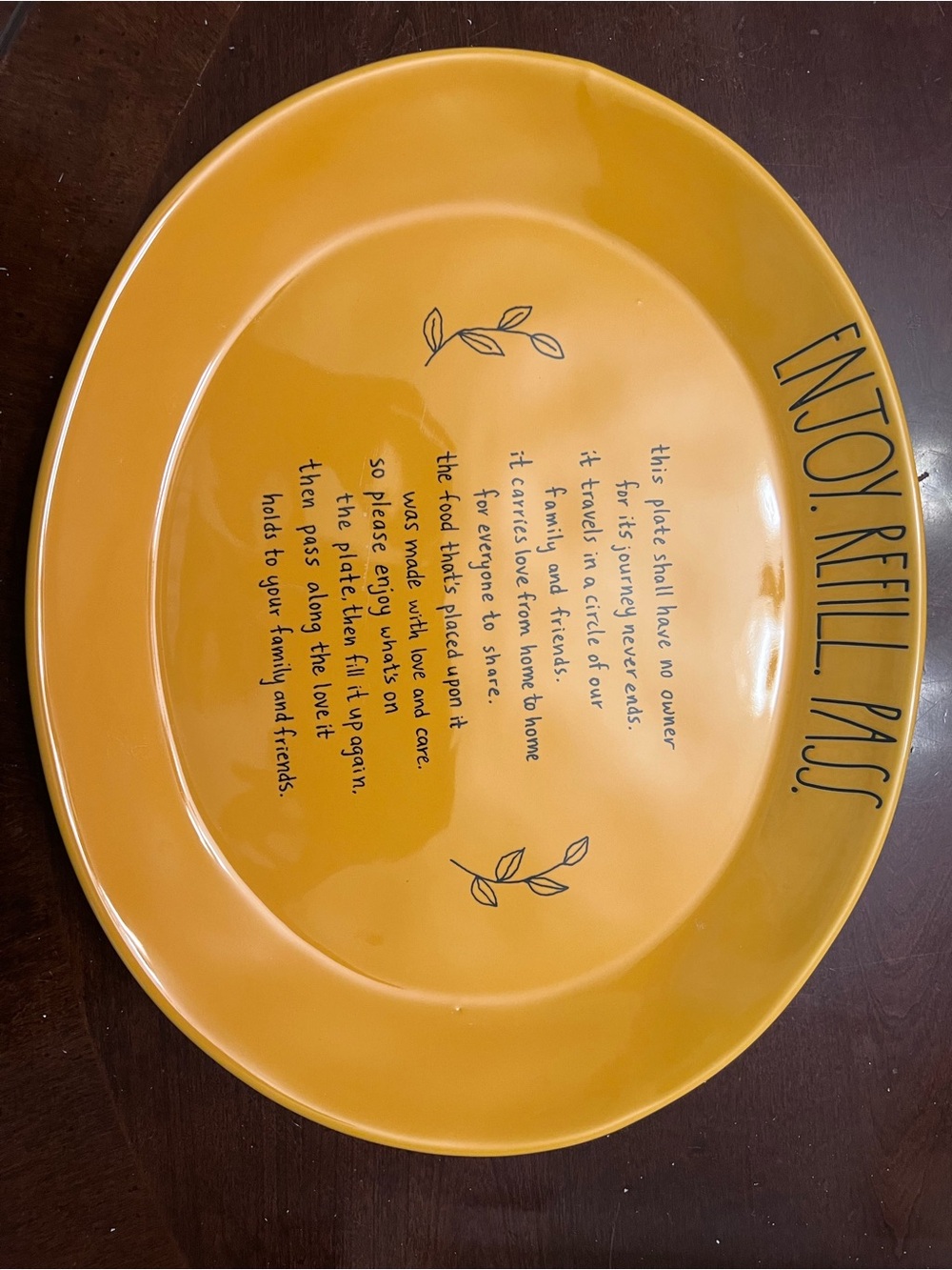 Rae Dunn Yellow Ceramic Serving Platter with Script